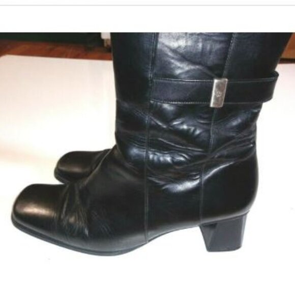 Gabor heeled ankle boots booties Black Leather zippered Hipster style - Picture 3 of 11